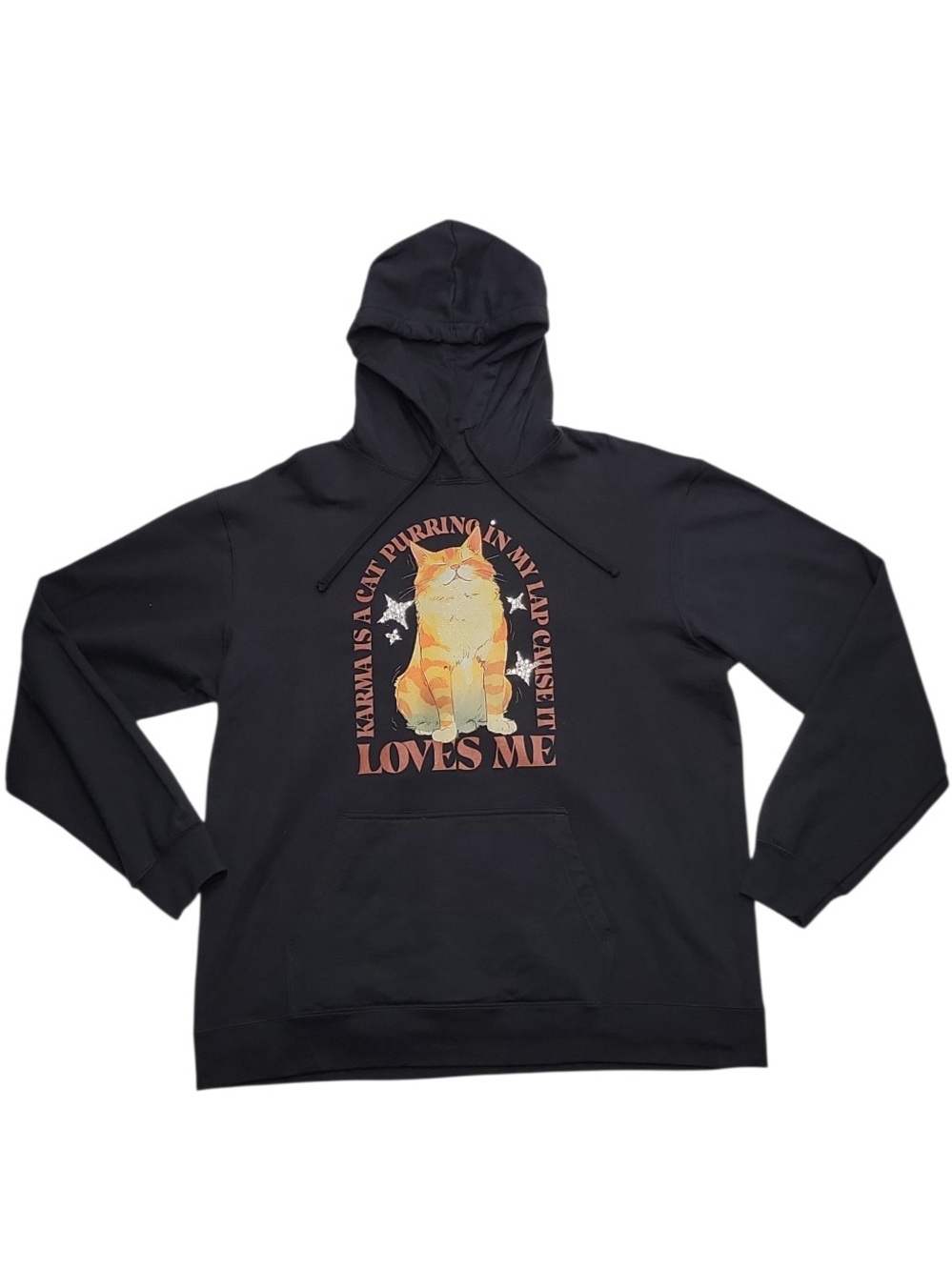 Unisex - Port Company Comfortable Retro Cat Hoodie Size:XL